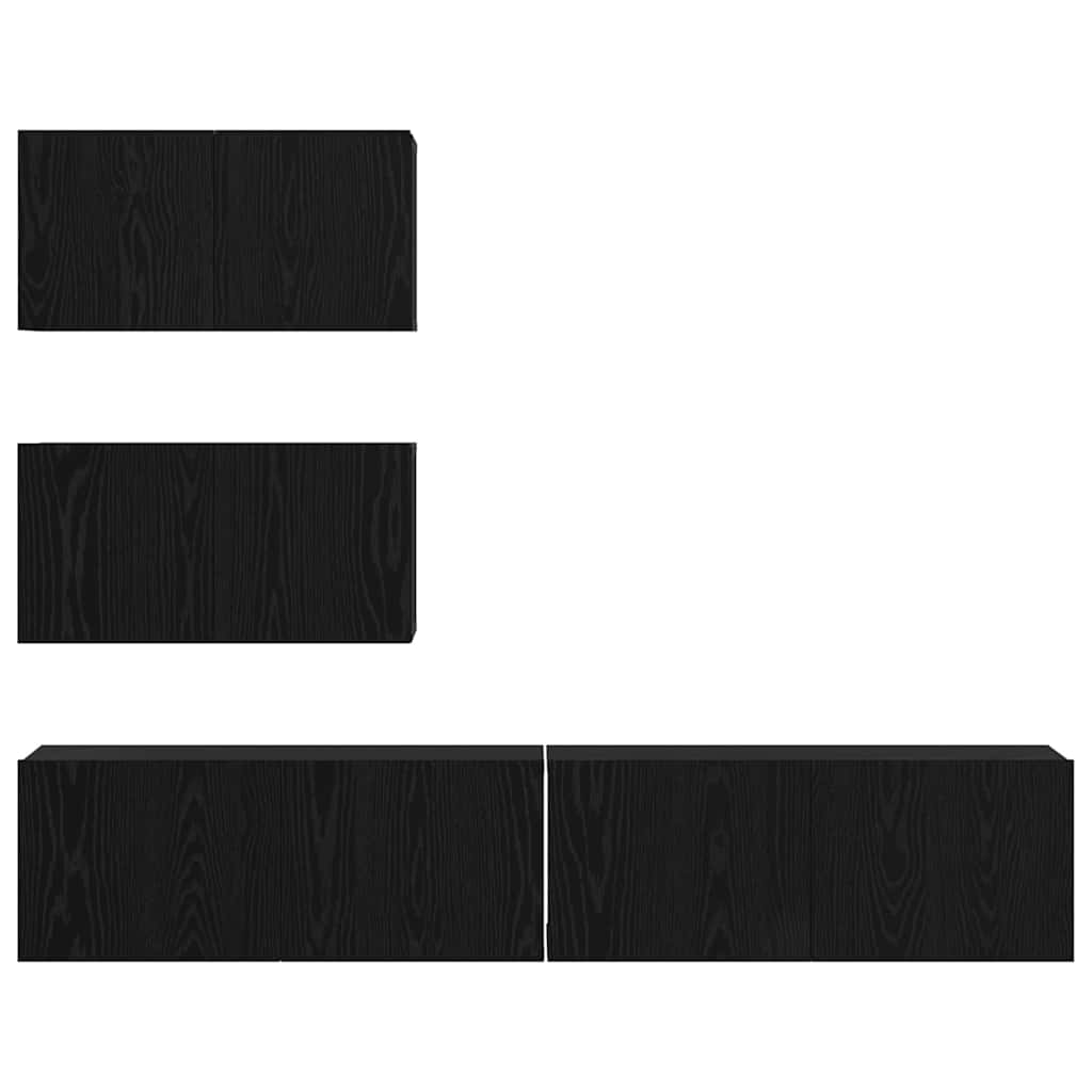 TV-Möbel-Set 4 pcs Schwarz Eichen-Optik Holzwerkstoff