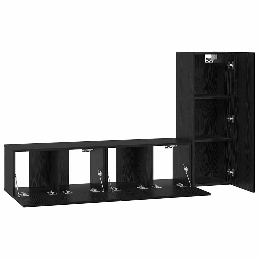 TV-Möbel-Set 3 pcs Schwarz Eichen-Optik 60 x 30 x 30 cm