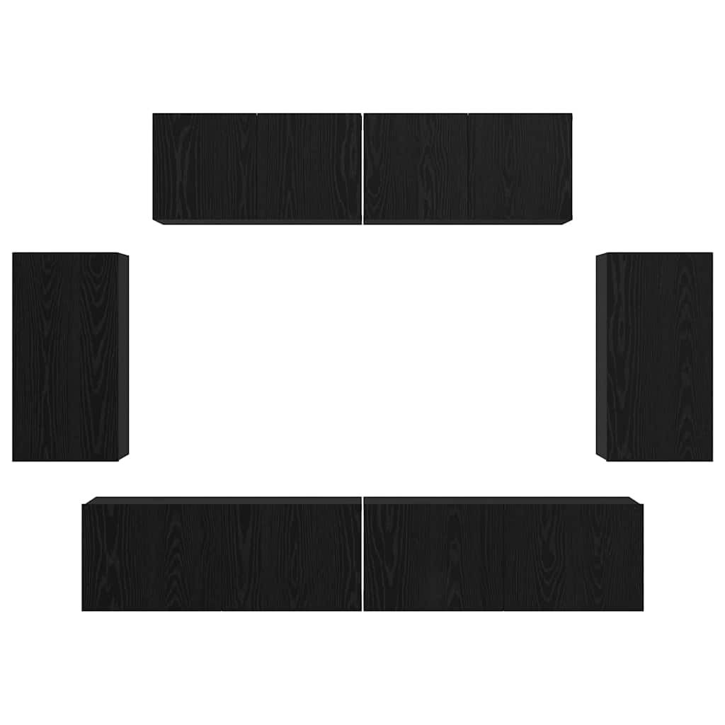 TV-Schranksystem 6 pcs Schwarz Eichen-Optik 80 x 30 x 30 cm
