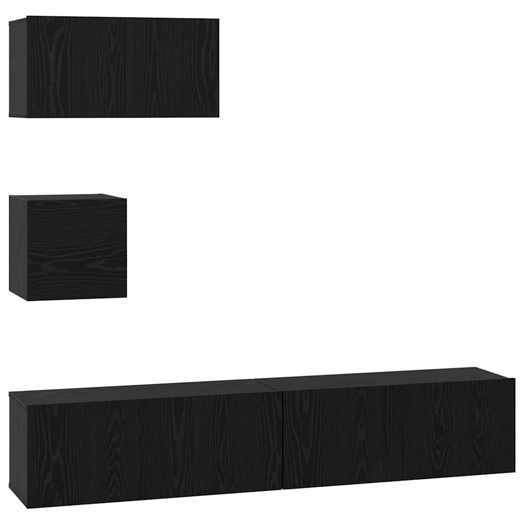 TV-Möbel-Set 4 pcs Schwarz Eichen-Optik 80 x 30 x 30 cm