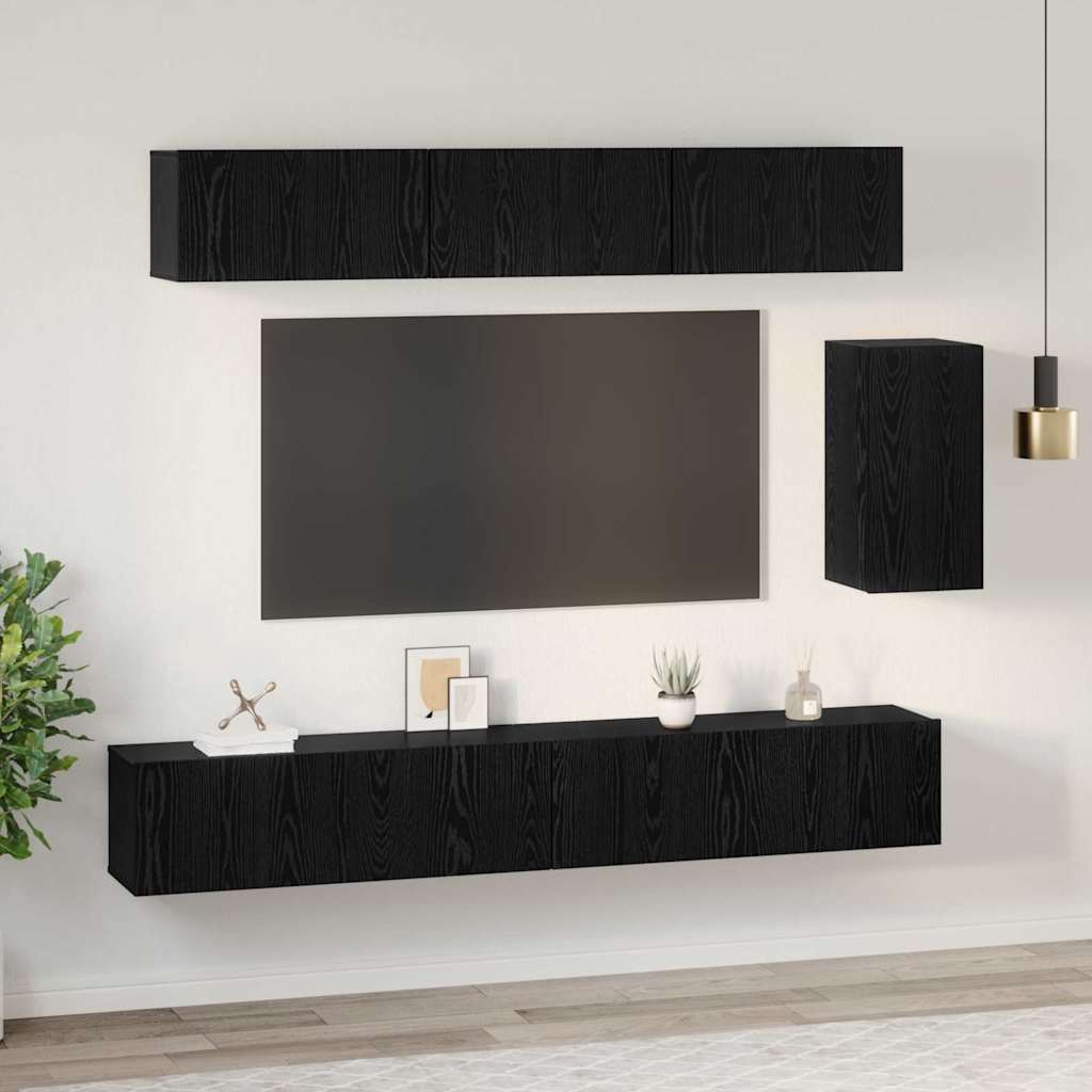 TV-Möbel-Set 6 pcs Schwarz Eichen-Optik 100 x 30 x 30 cm