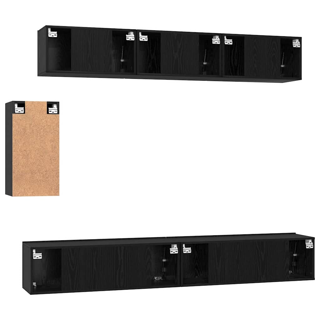 TV-Möbel-Set 6 pcs Schwarz Eichen-Optik 100 x 30 x 30 cm