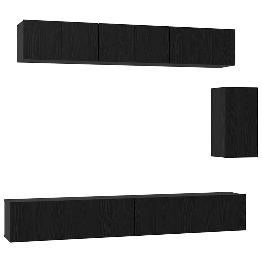 TV-Möbel-Set 6 pcs Schwarz Eichen-Optik 100 x 30 x 30 cm