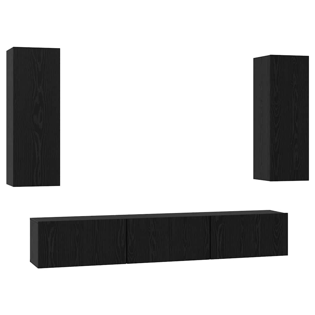 TV-Schrank-Set Wandmontiert 5 pcs Schwarz Eichen-Optik