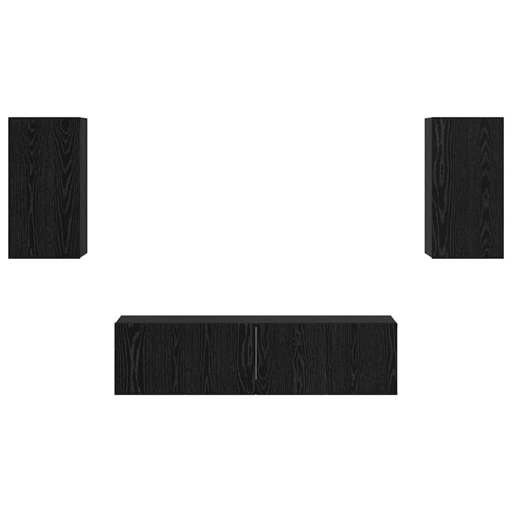 TV-Schrank-Set Wandmontiert 4 pcs Schwarz Eichen-Optik