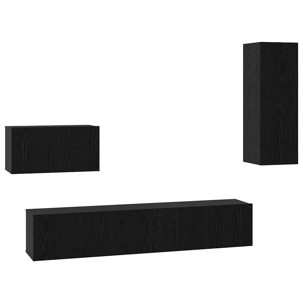 Wand TV Schrank 4 pcs Schwarz Eichen-Optik 200 x 30 x 30 cm