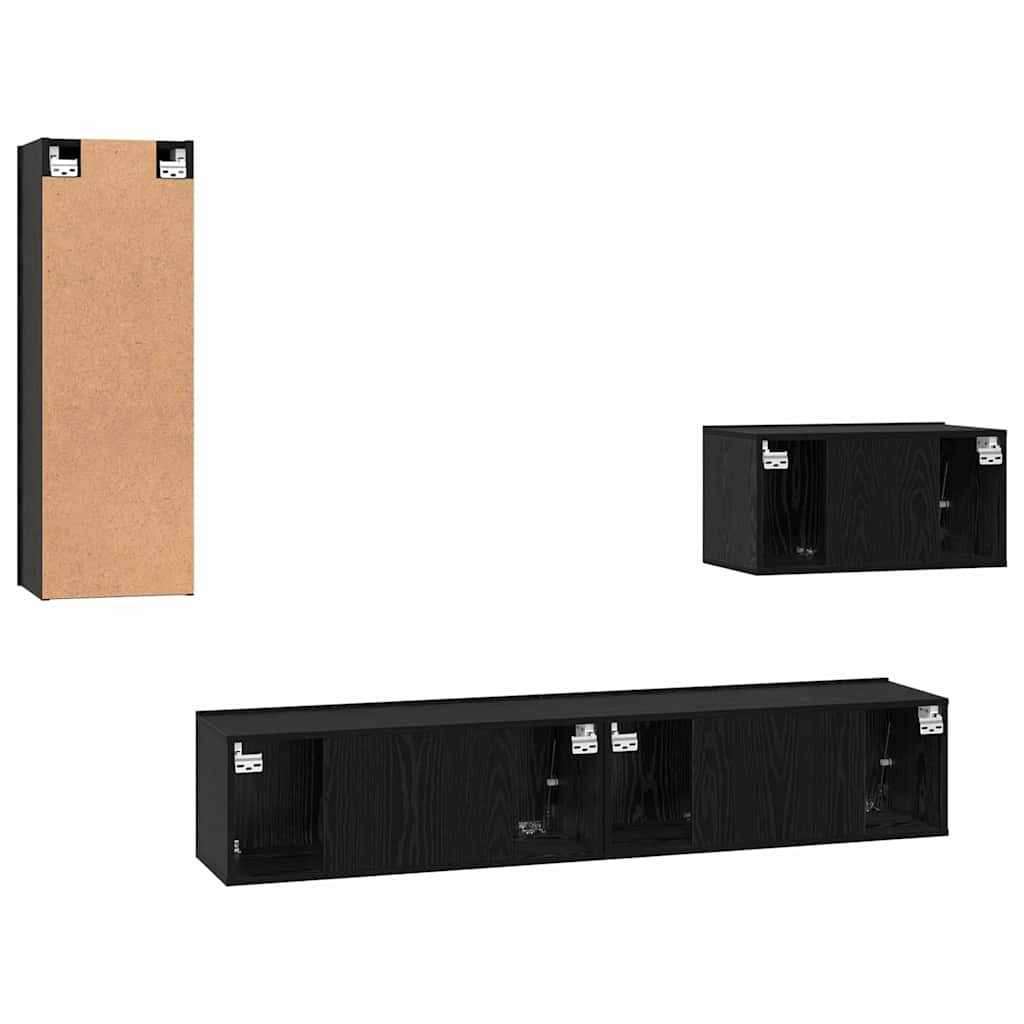 Wand TV Schrank 4 pcs Schwarz Eichen-Optik 200 x 30 x 30 cm
