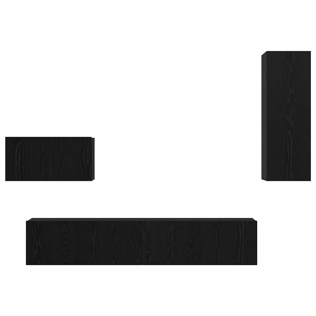 Wand TV Schrank 4 pcs Schwarz Eichen-Optik 200 x 30 x 30 cm
