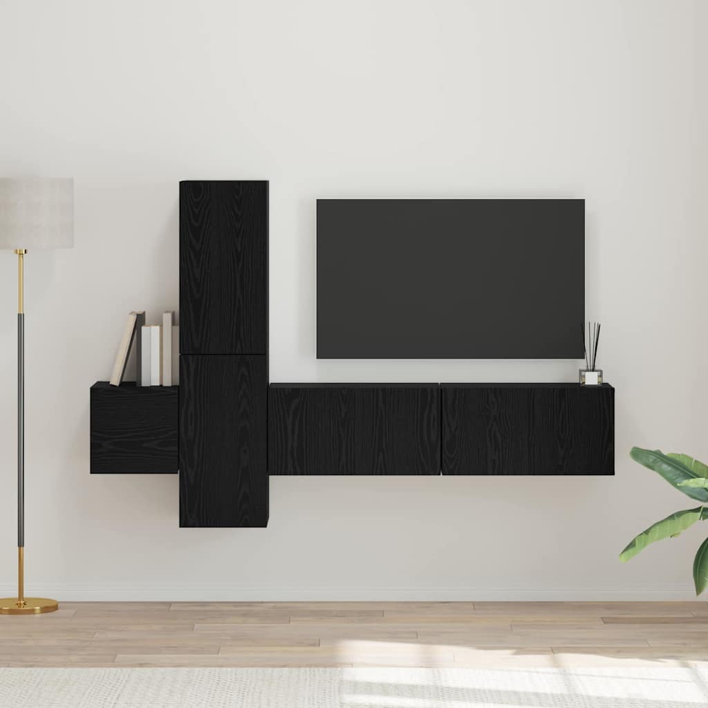 TV-Möbel-Set 5 pcs Schwarz Eichen-Optik 181 x 30 x 120 cm