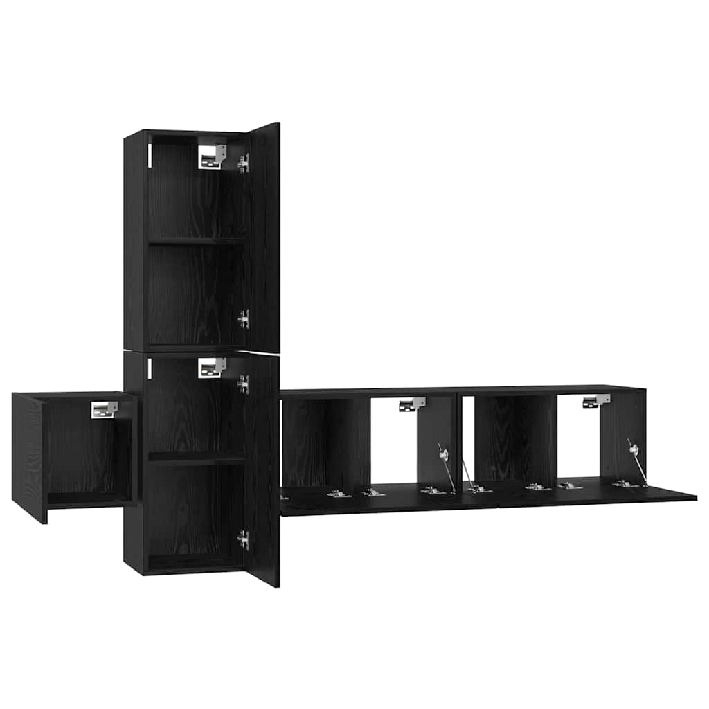 TV-Möbel-Set 5 pcs Schwarz Eichen-Optik 181 x 30 x 120 cm