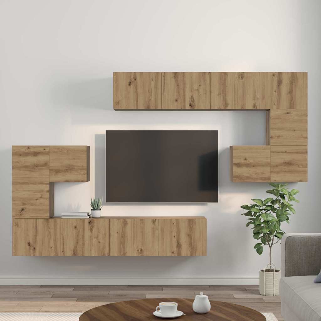 TV-Schrank-Set Wandmontiert 8 pcs Artisan-Eiche
