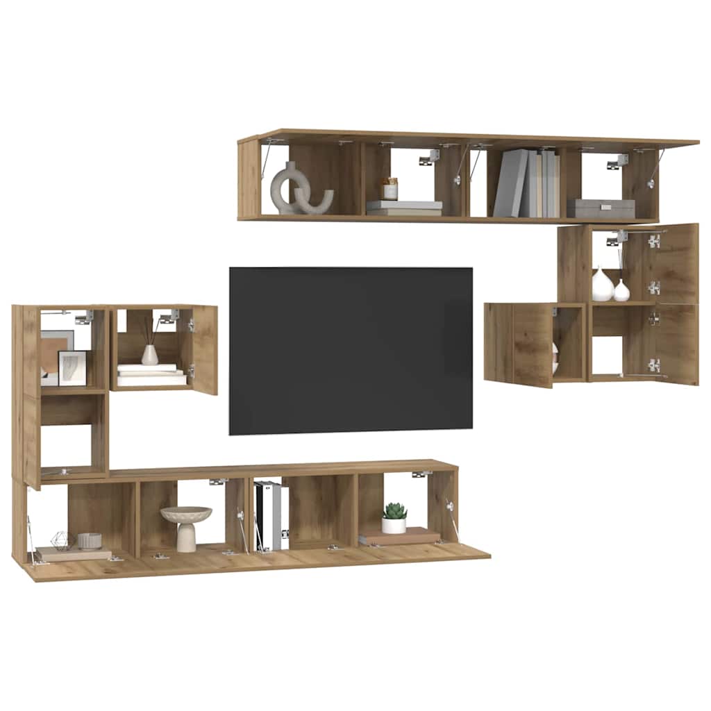 TV-Schrank-Set Wandmontiert 8 pcs Artisan-Eiche