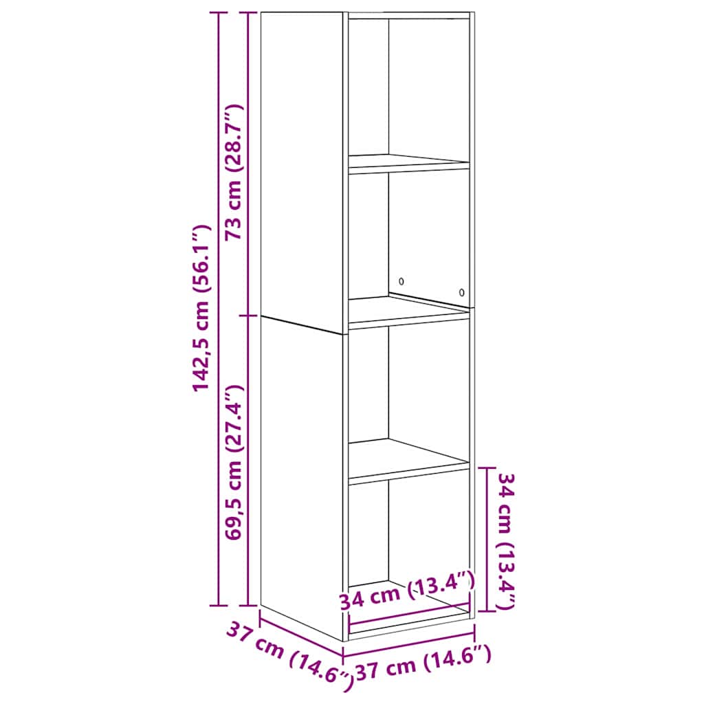 TV-Schrank-Set 2 pcs Schwarz Eichen-Optik 37 x 37 x 142,5 cm