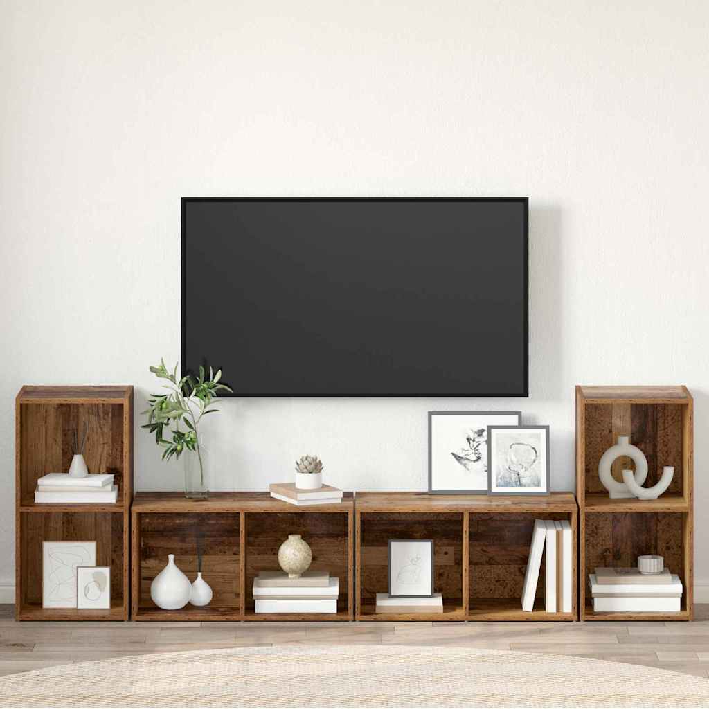 TV-Schrank-Set 4 pcs Altholz 37 x 35 x 72 cm Holzwerkstoff
