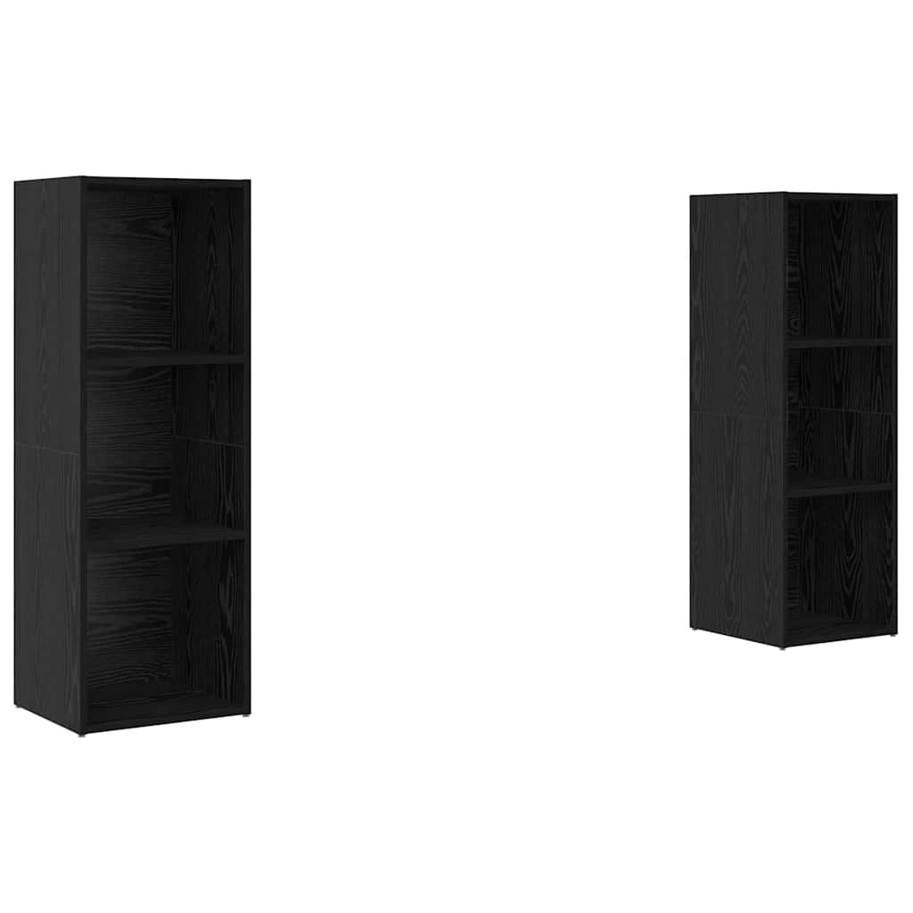 TV-Schrank-Set 2 pcs Schwarz Eichen-Optik 107 x 35 x 37 cm