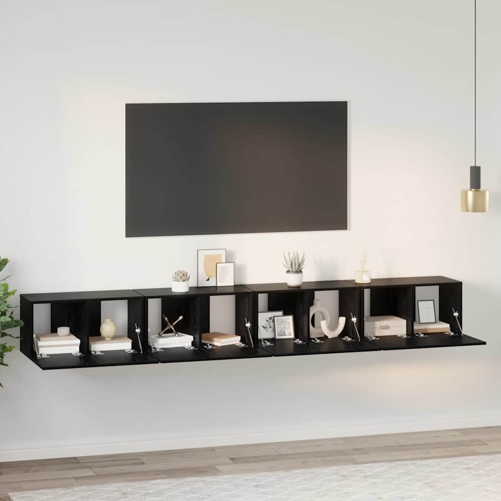 TV-Möbel-Set 4 pcs Schwarz Eichen-Optik 60 x 30 x 30 cm