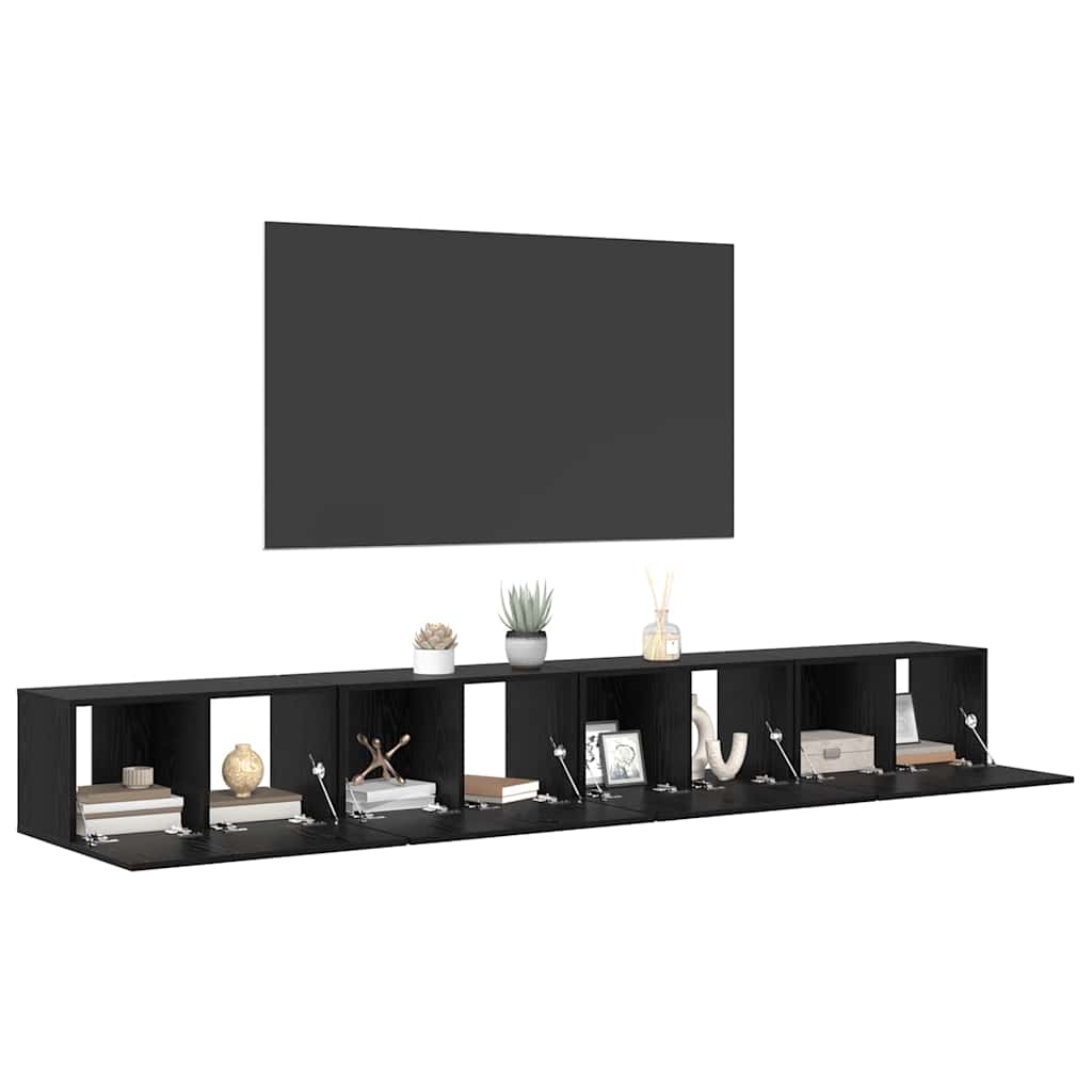 TV-Möbel-Set 4 pcs Schwarz Eichen-Optik 60 x 30 x 30 cm
