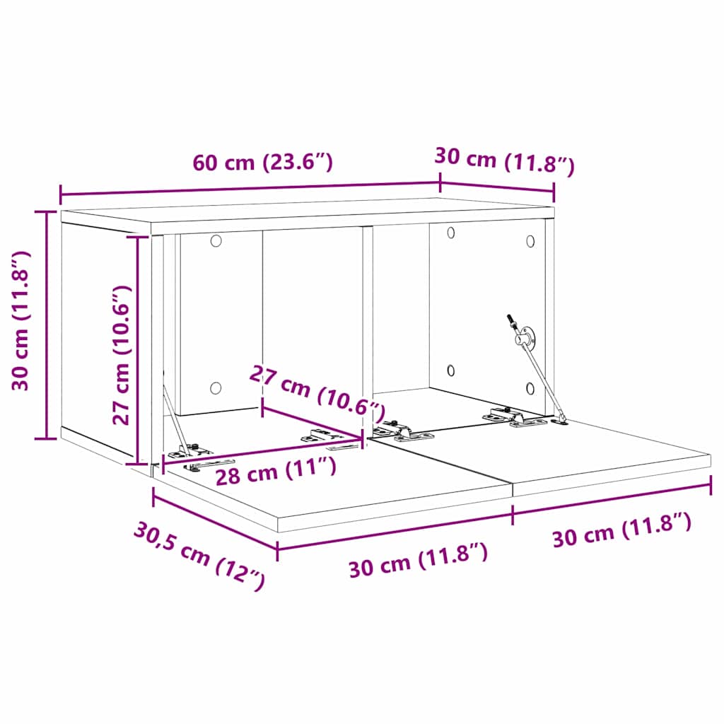 TV-Möbel-Set 4 pcs Schwarz Eichen-Optik 60 x 30 x 30 cm