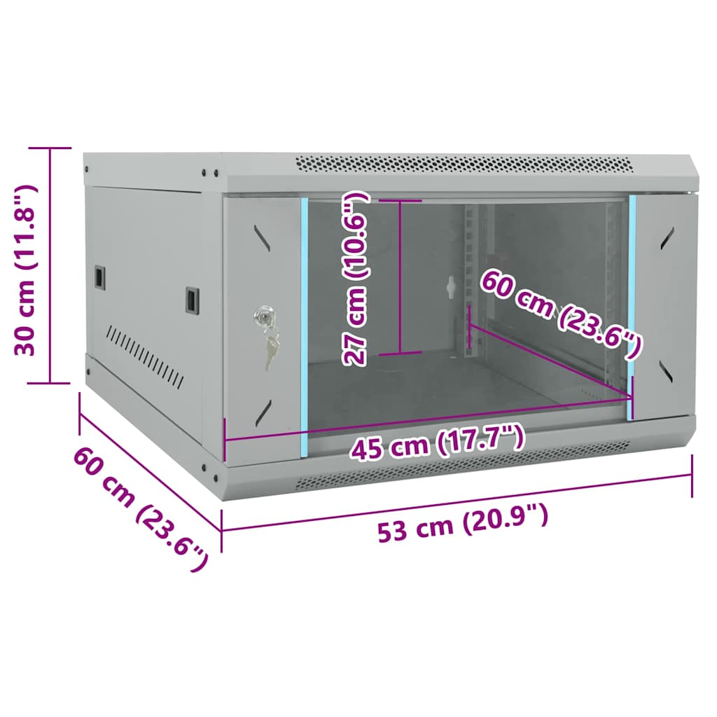 Netzwerkschrank mit Speicher Grau 53 x 60 x 30 cm Stahl
