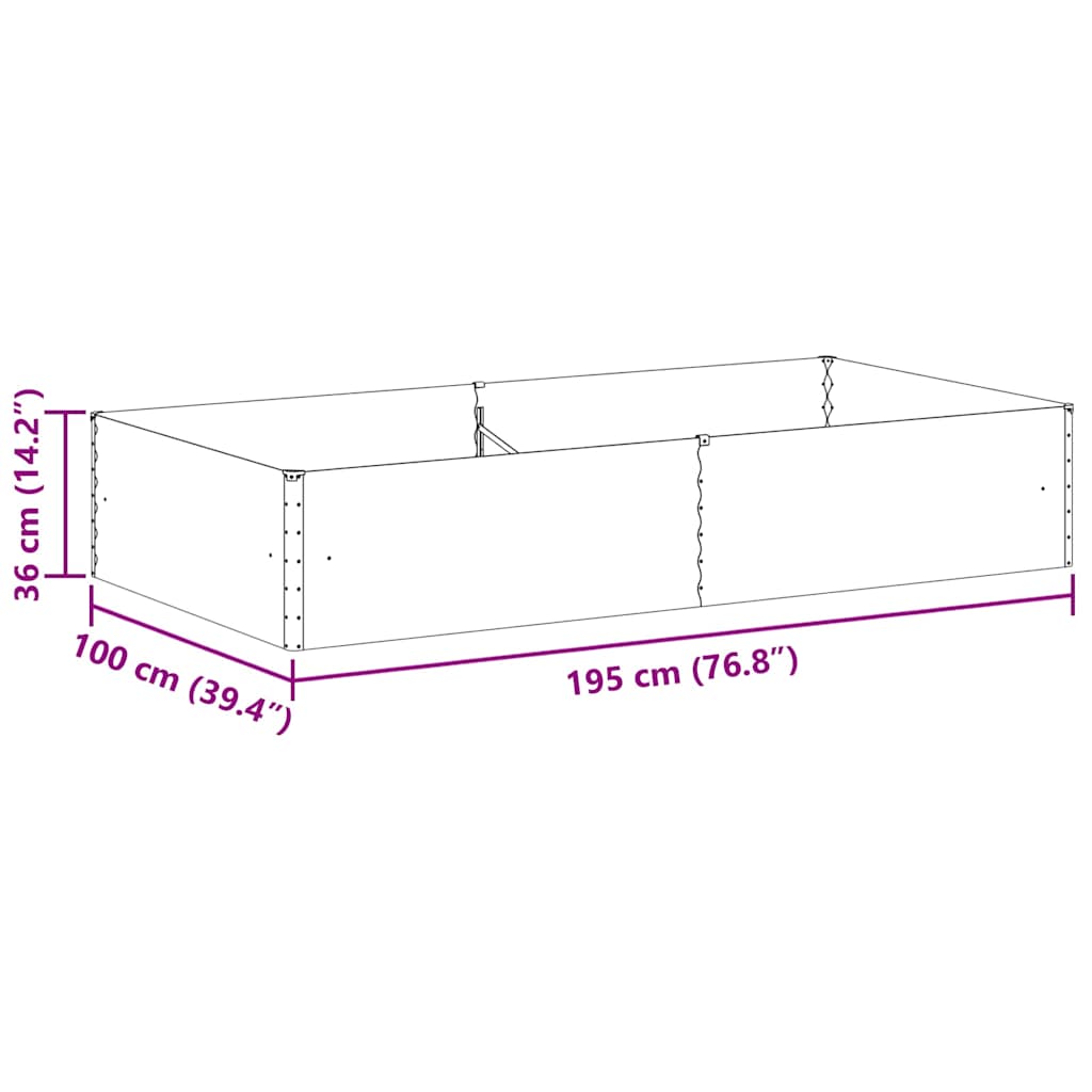 Hochbeet Hellbraun 195 x 100 x 36 cm Verzinkter Stahl