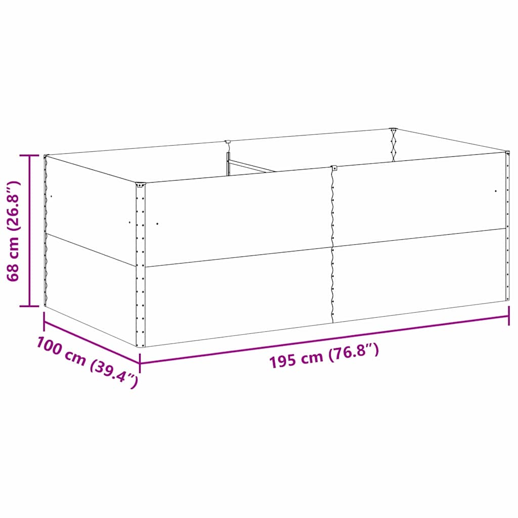 Hochbeet Hellbraun 195 x 100 x 68 cm Verzinkter Stahl