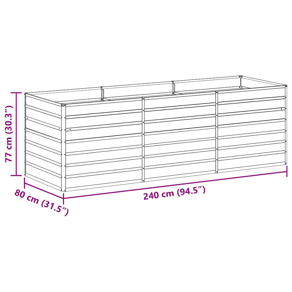 Hochbeet Hellbraun 240 x 80 x 77 cm Verzinkter Stahl