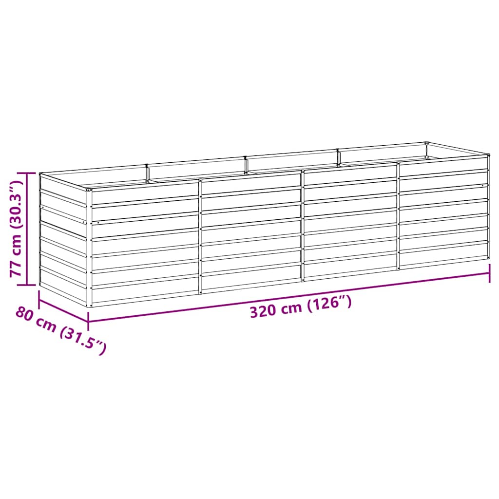 Hochbeet Hellbraun 320 x 80 x 77 cm Verzinkter Stahl