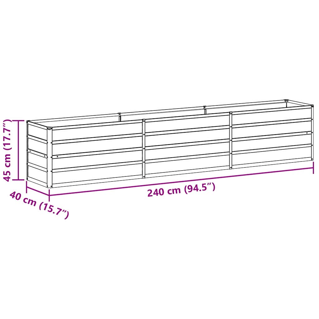 Hochbeet Hellbraun 240 x 40 x 45 cm Verzinkter Stahl