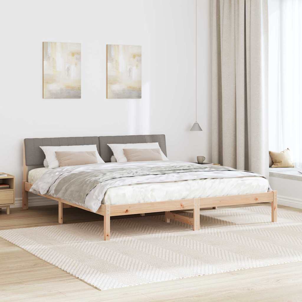 Bettgestell Braun und Taupe 180 x 200 cm Massivholz Kiefer