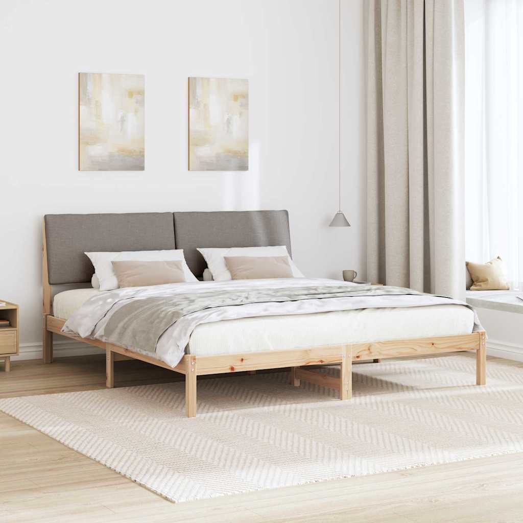 Bettgestell Braun und Taupe 200 x 200 cm Massivholz Kiefer