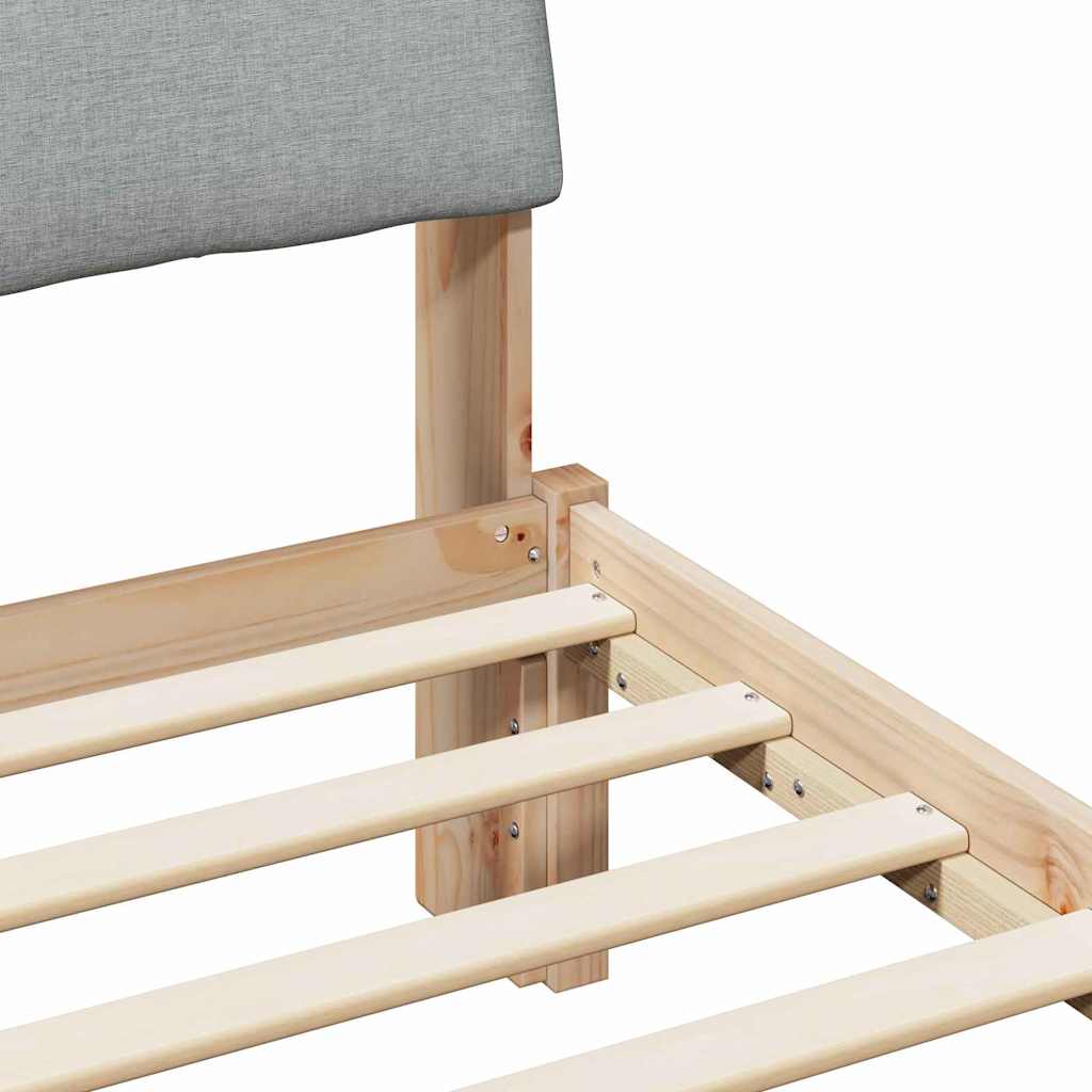 Bettgestell Braun und hellgrau 150 x 200 cm Massivholz Kiefer