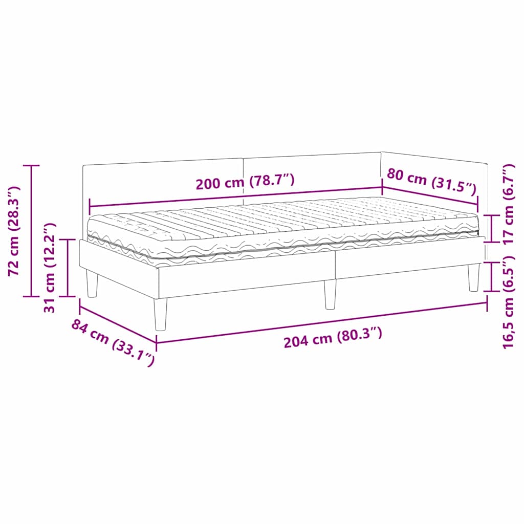 Eckbettgestell mit Matratze Sonstiges 2 pcs Grau Stoff