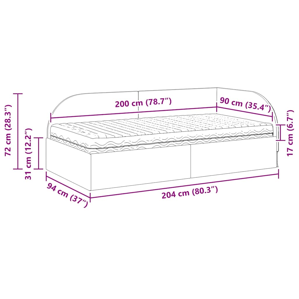 Eckbettgestell mit Matratze mit Kopfteil 2 pcs Grau Samt