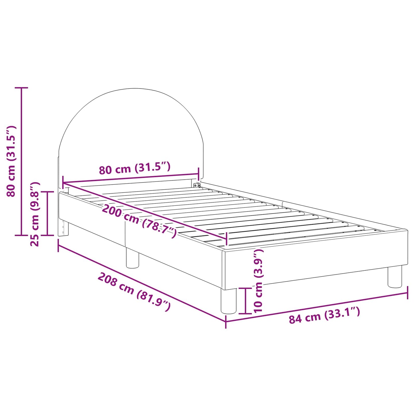 Kinderbettgestell mit Kopfteil Creme 80 x 200 cm Bouclé