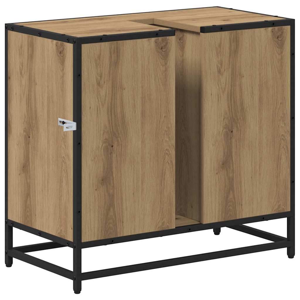 Badezimmer Waschbecken Schrank mit Regal Eiche handwerklich