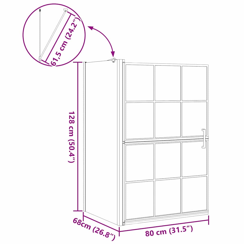 Bad-Duschschirm Schwarz und Transparent 80 x 68 x 128 cm