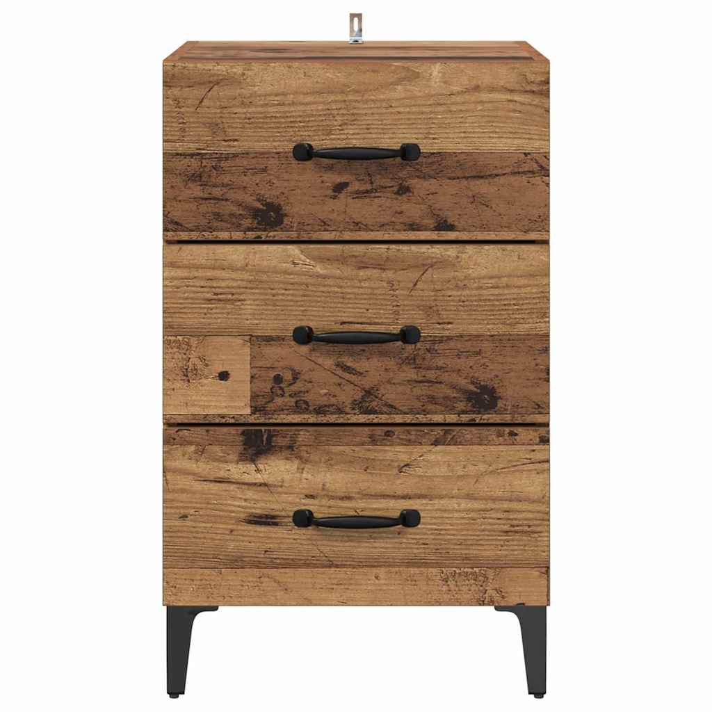 Nachttisch mit Schubladen Altholz 40 x 40 x 66 cm Holzwerkstoff