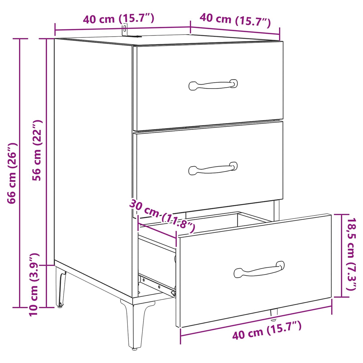 Nachttisch Altholz 40 x 40,5 x 66 cm Holzwerkstoff