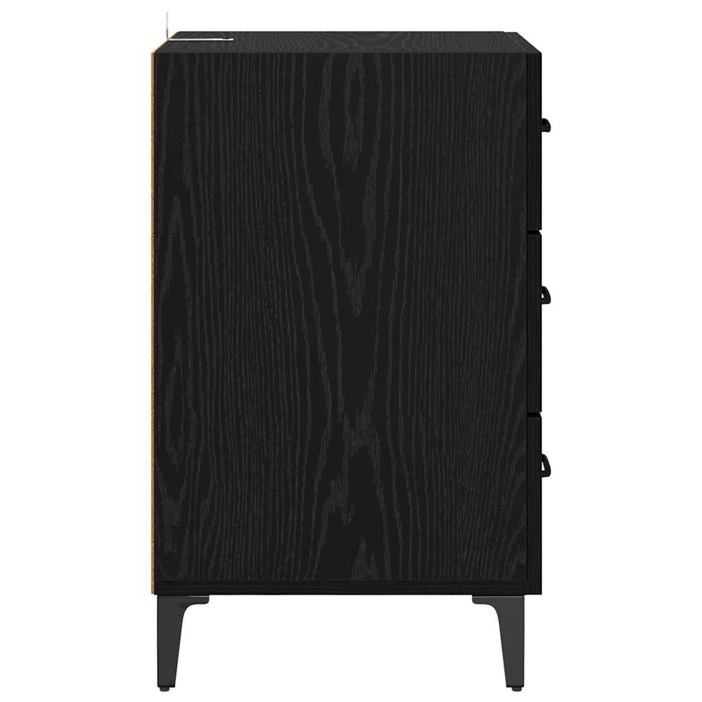 Nachttisch Schwarz Eichen-Optik 40 x 40 x 66 cm Holzwerkstoff