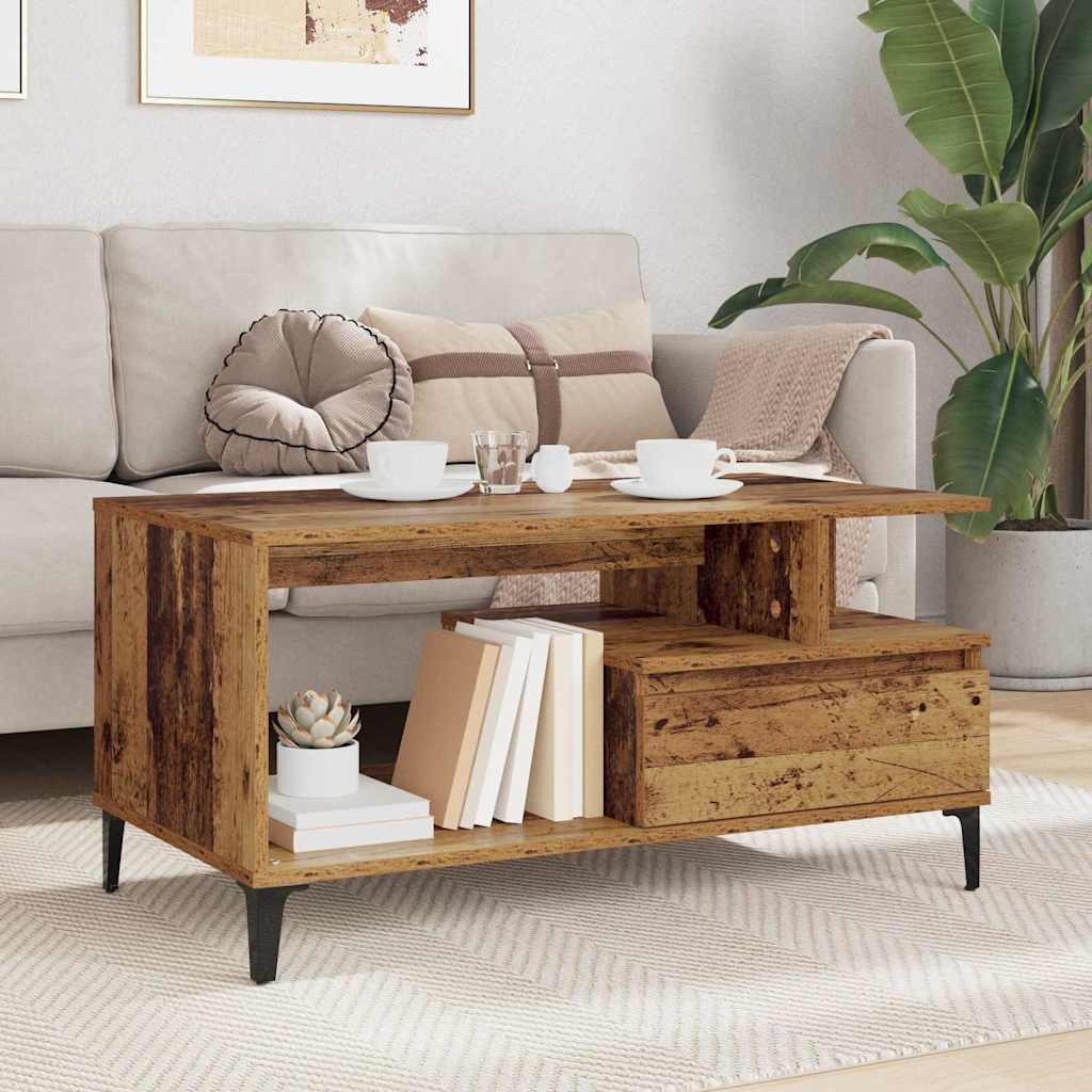 Couchtisch with Drawer Altholz 90 x 49 x 45 cm Holzwerkstoff