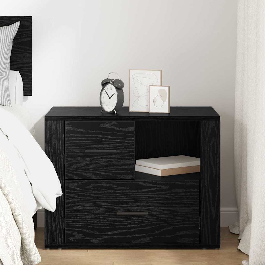 Nachttisch Schwarz Eichen-Optik 60 x 36 x 45 cm Holzwerkstoff