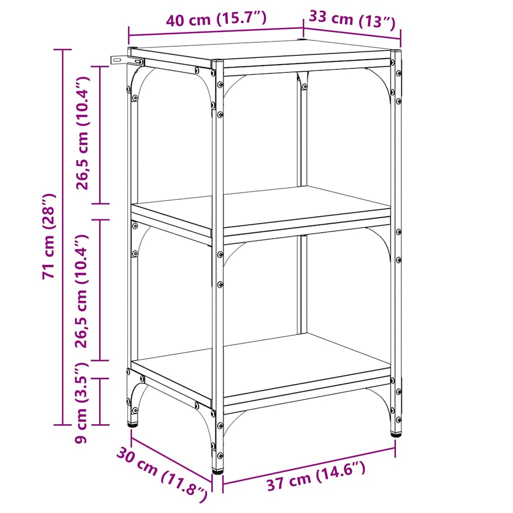 Bücherregal Altholz 40 x 33 x 70,5 cm Verbundholz und Eisen