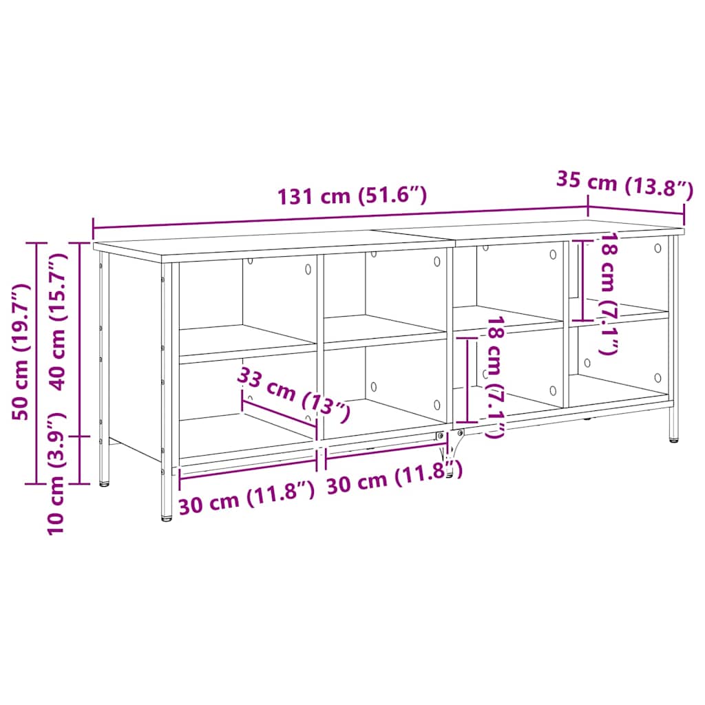 Schuhschrank Altholz 131 x 35 x 50 cm Verbundholz und Eisen