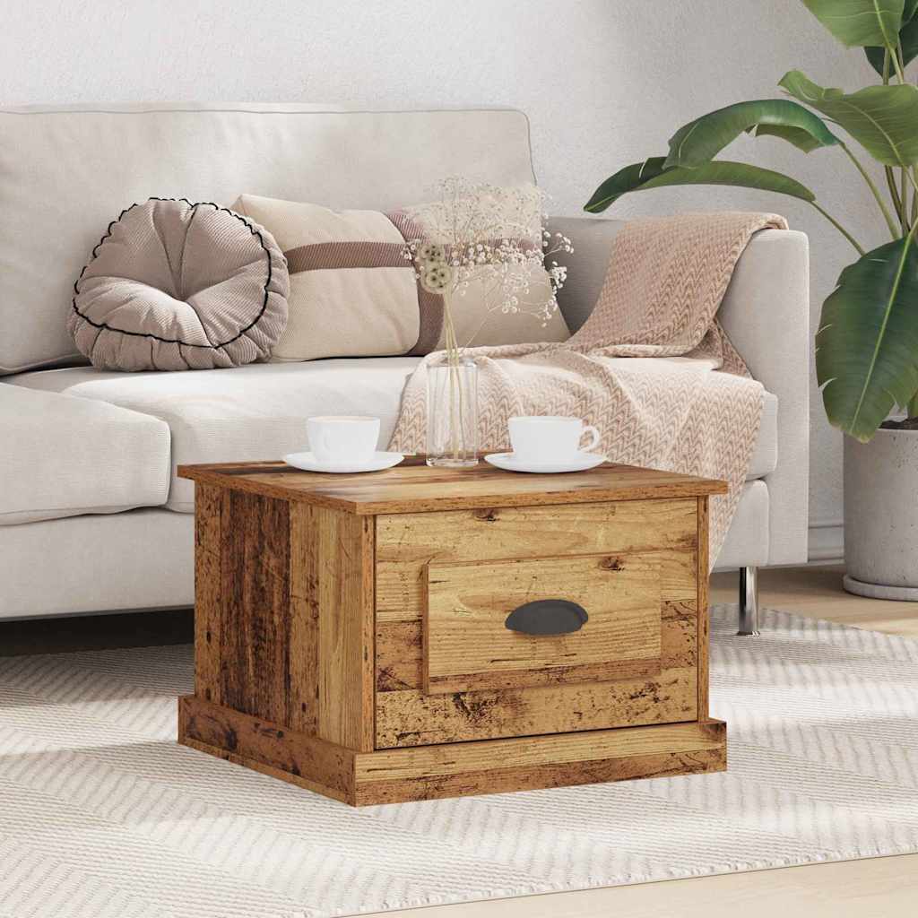 Couchtisch with Drawer Altholz 50 x 50 x 35 cm Holzwerkstoff