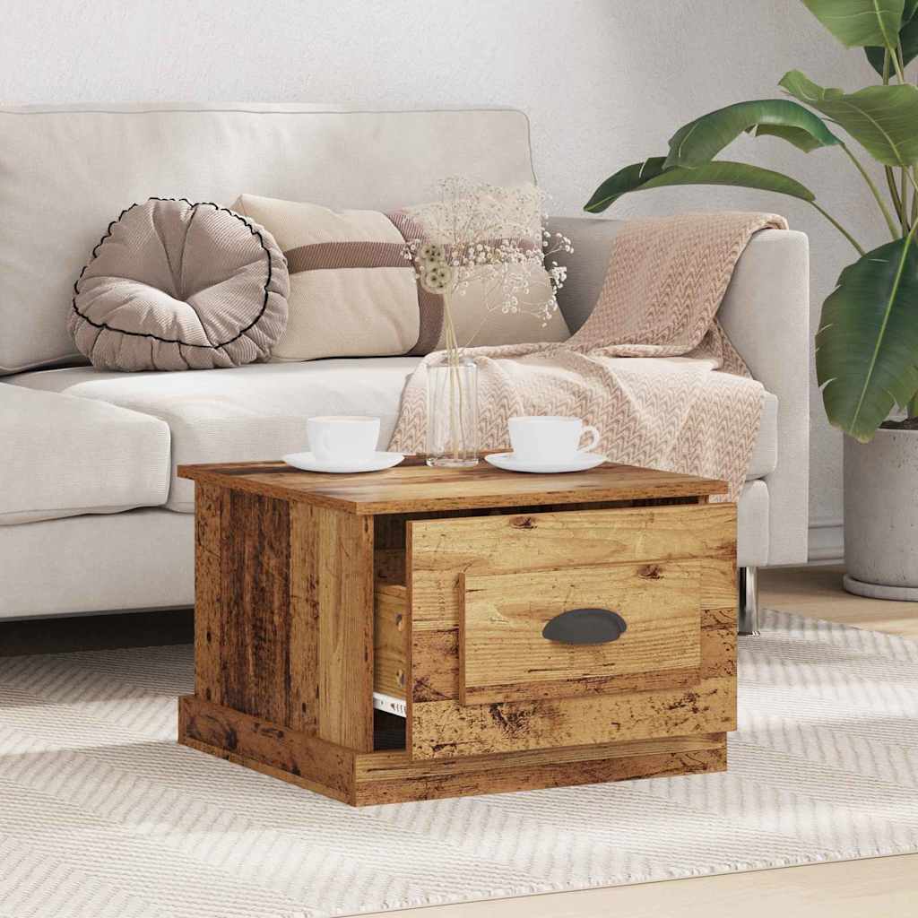 Couchtisch with Drawer Altholz 50 x 50 x 35 cm Holzwerkstoff