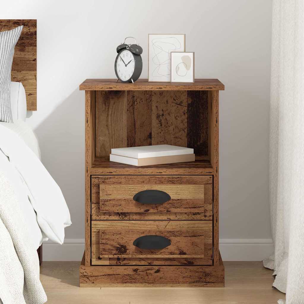 Nachttisch mit Schubladen Altholz 43 x 36 x 60 cm Holzwerkstoff