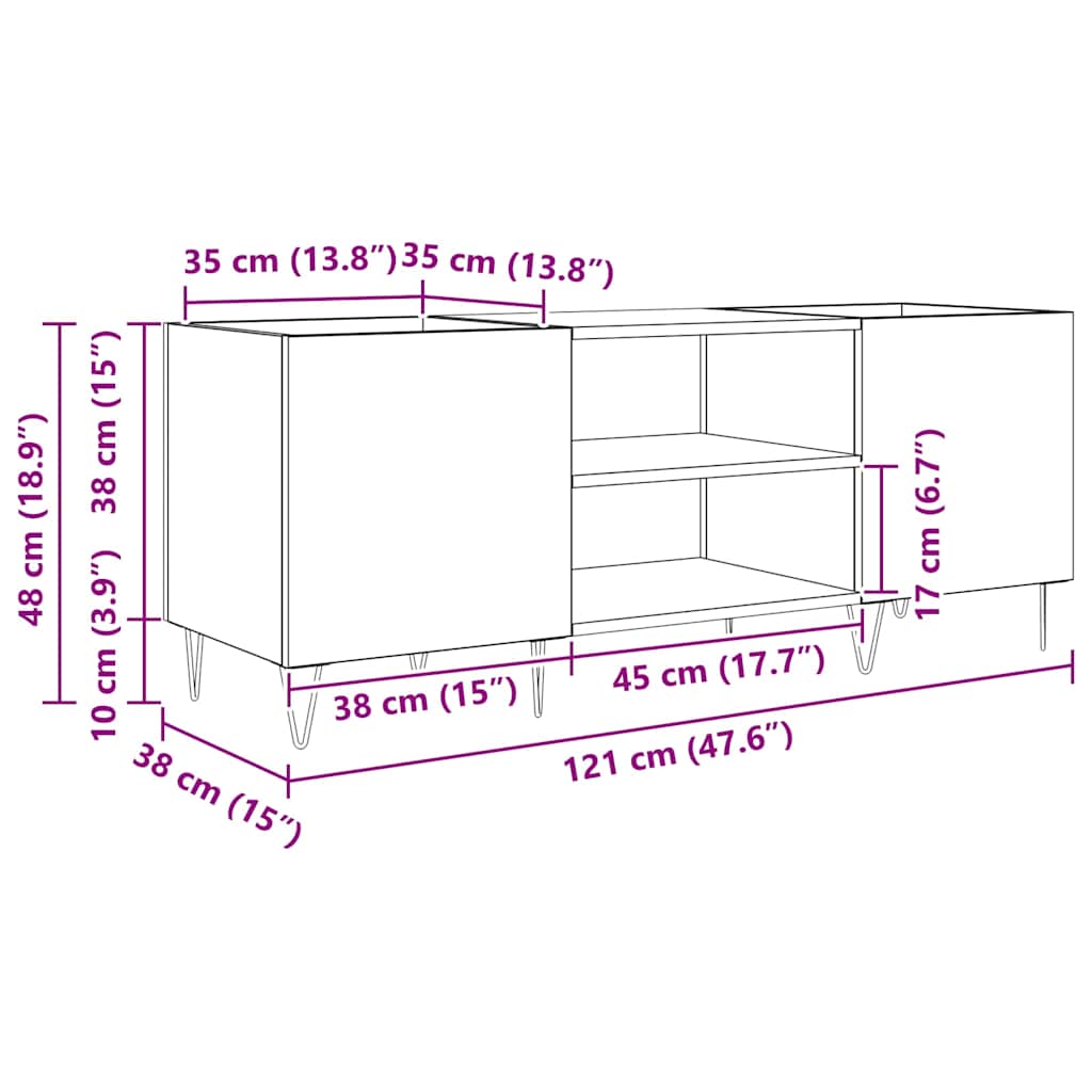 Schallplattenschrank Artisan-Eiche 121 x 38 x 48 cm