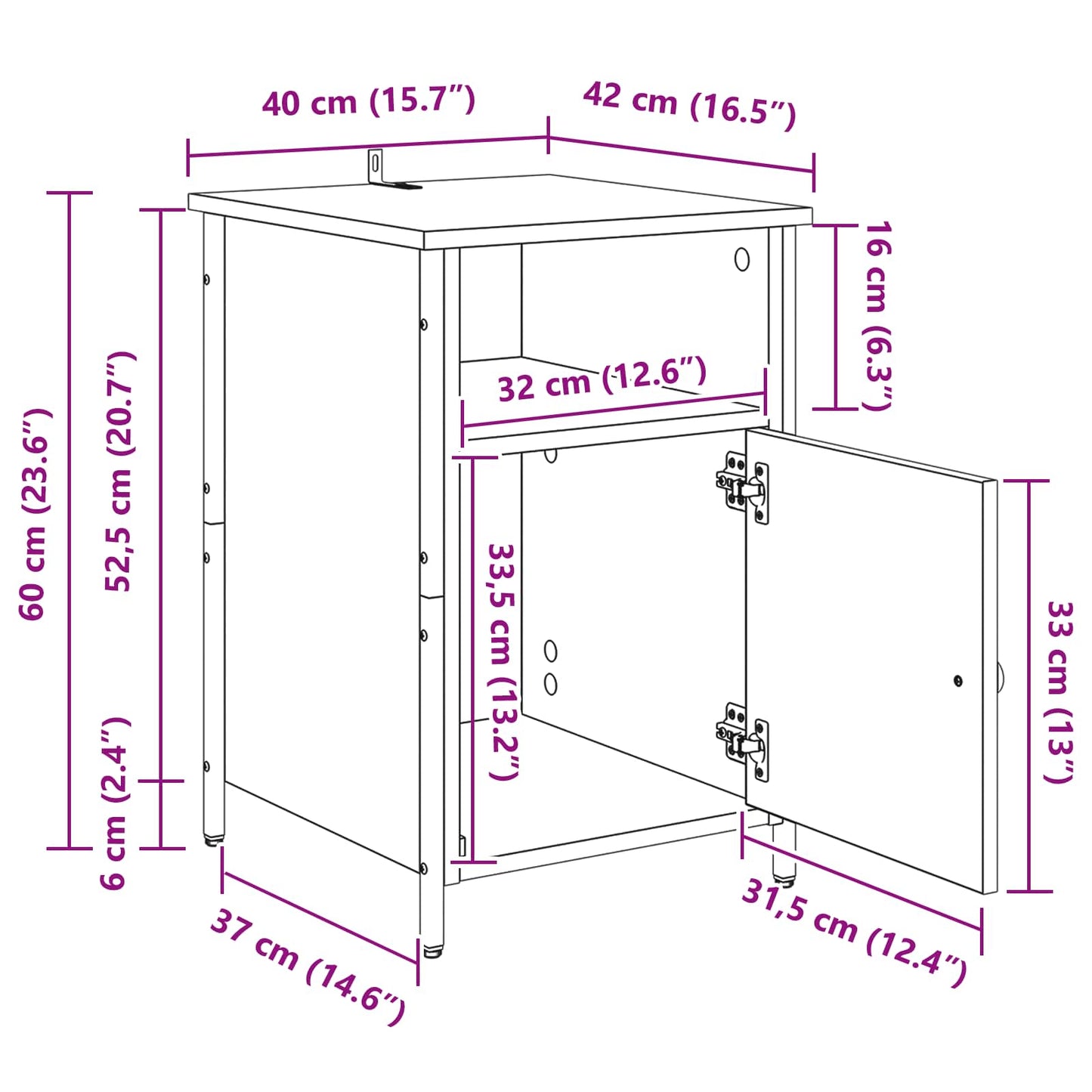Nachttisch Altholz 40 x 42 x 60 cm Holzwerkstoff
