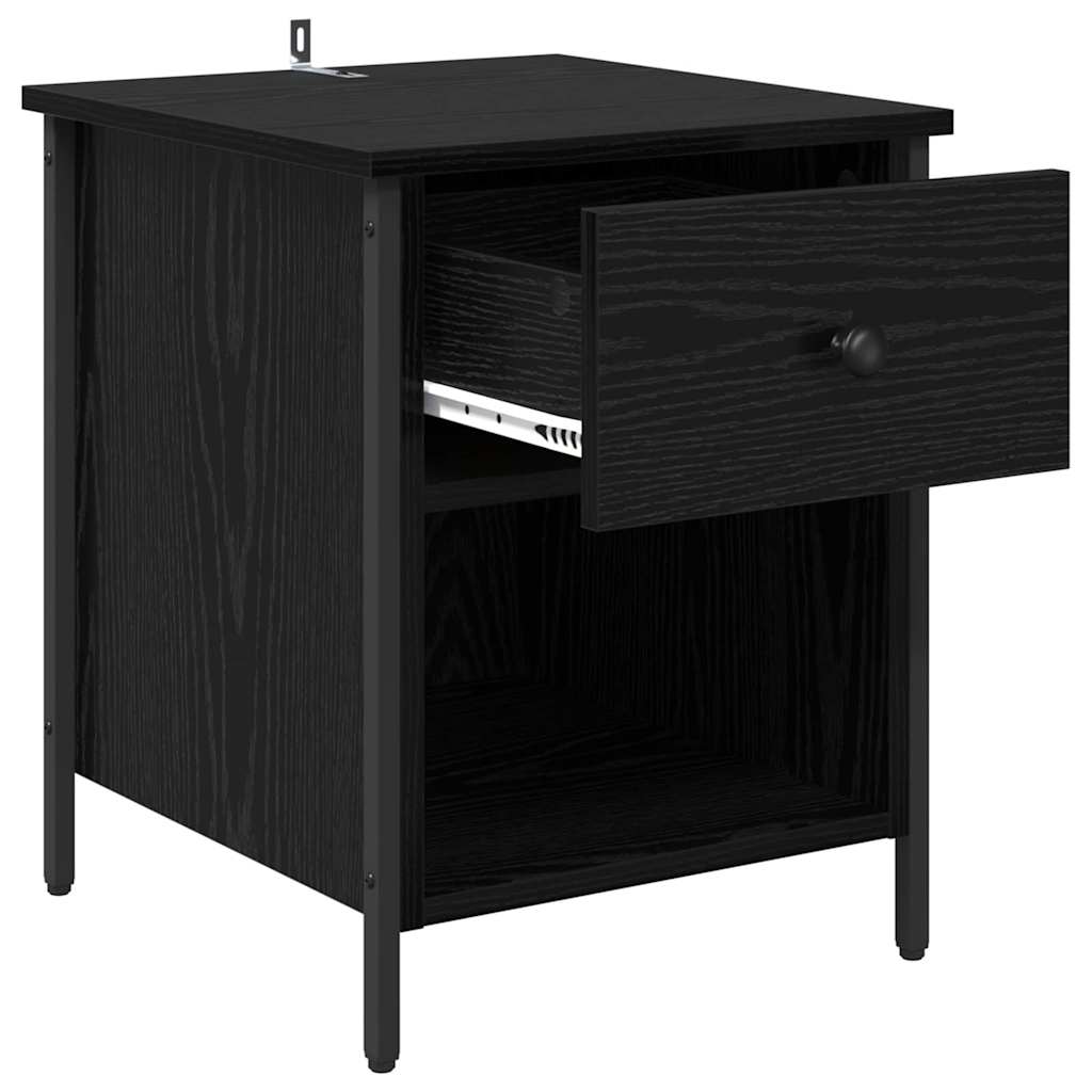 Nachttisch Schwarz Eichen-Optik 40 x 42 x 50 cm Holzwerkstoff