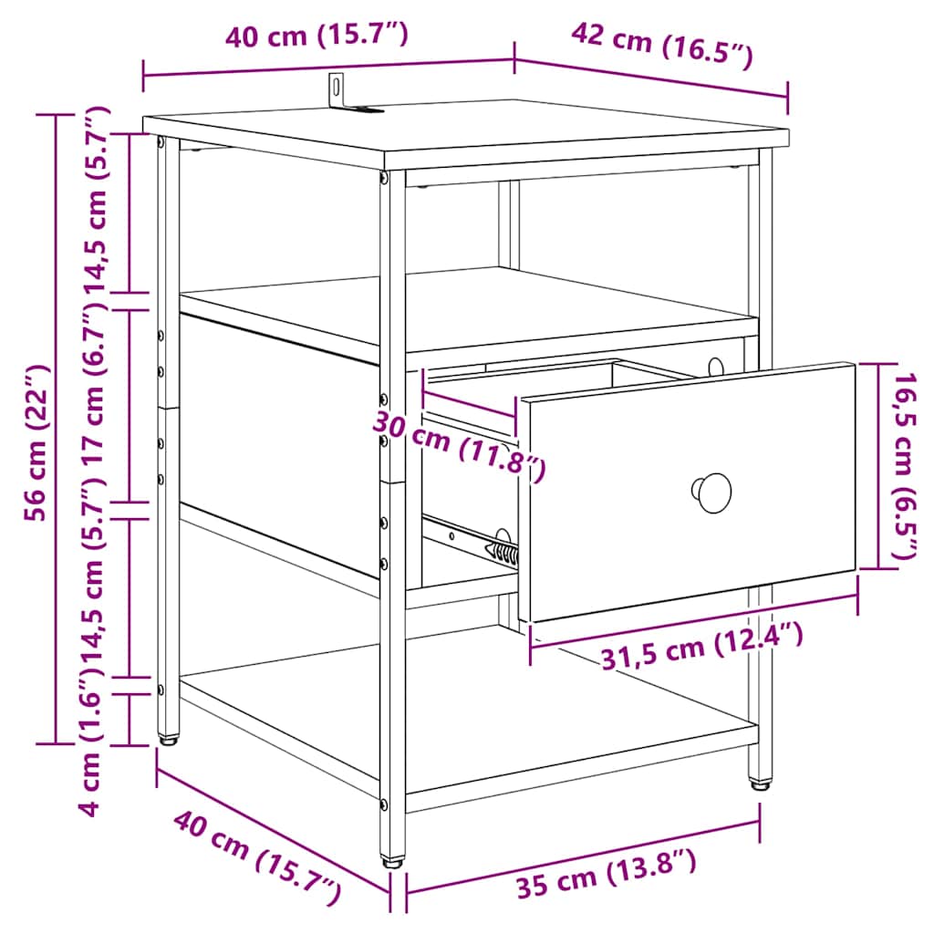 Nachttisch Altholz 40 x 42 x 56 cm Holzwerkstoff